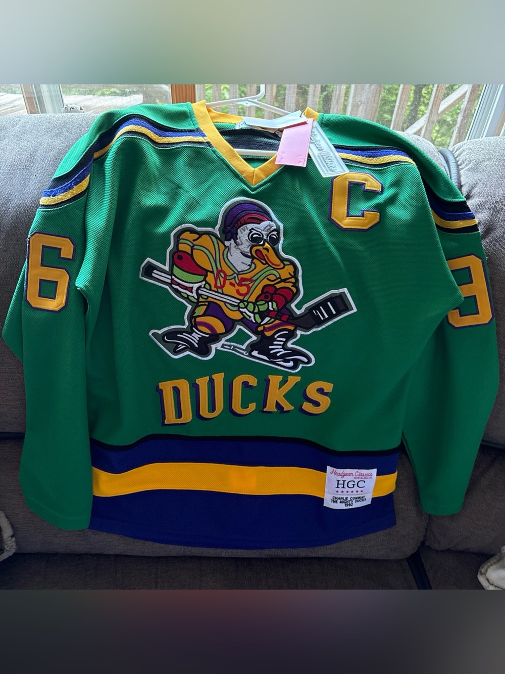 The Mighty Ducks #96 Charlie Conway Headgear Classics Hockey Jersey Adult Small